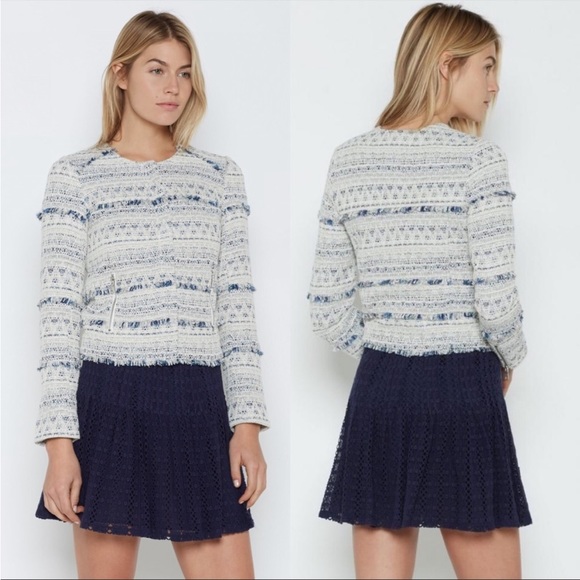 NEW Joie Tweed Fringe Boucle Moto Jacket Boho Size Small - Picture 6 of 14